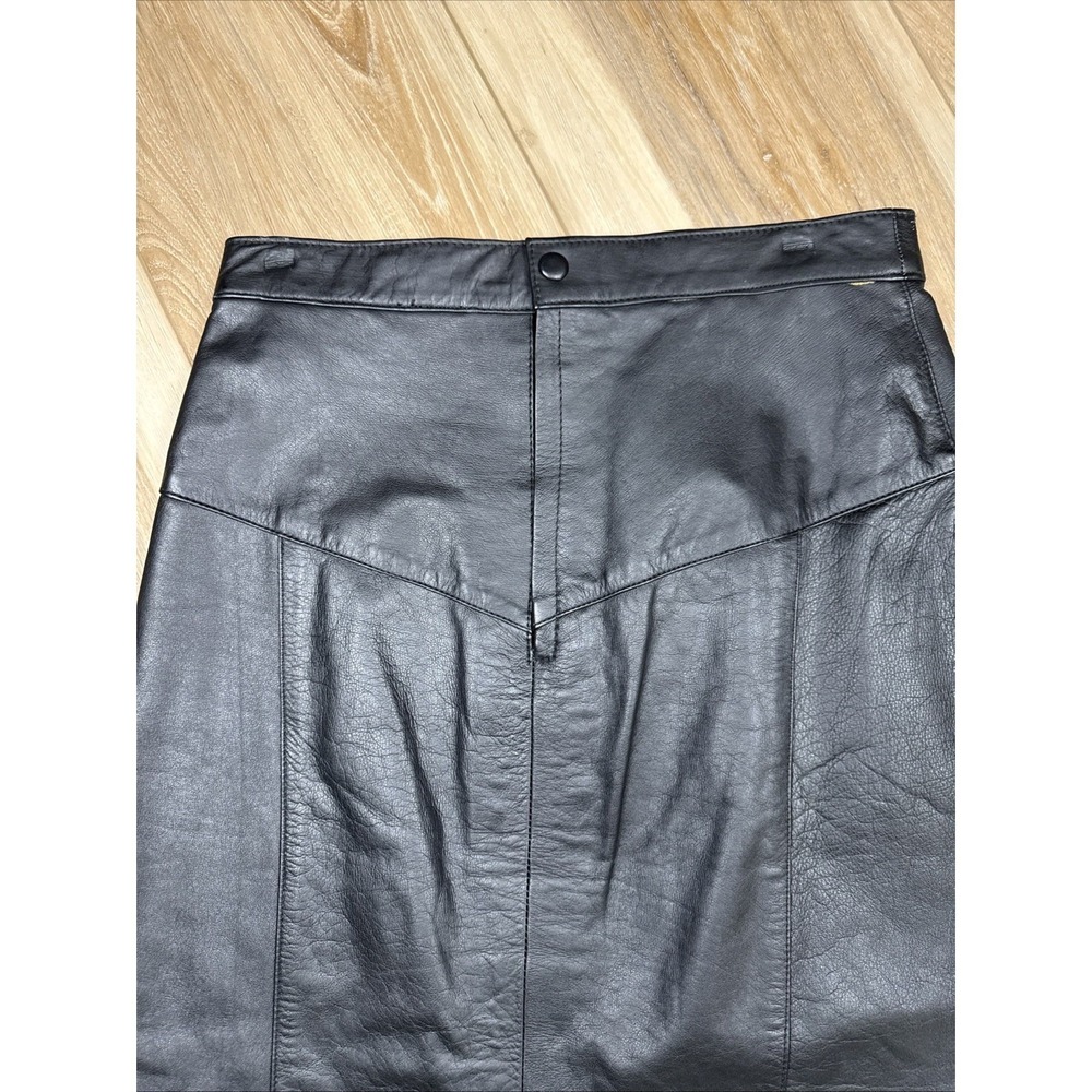 Vintage Women's‎ Black Leather Pencil Skirt - Picture 2 of 5